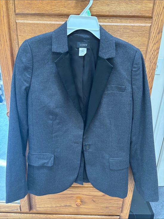 J. Crew Jackets & Blazers - J. Crew Dark Gray 100 percent wool Blazer with Black Satin Lapel